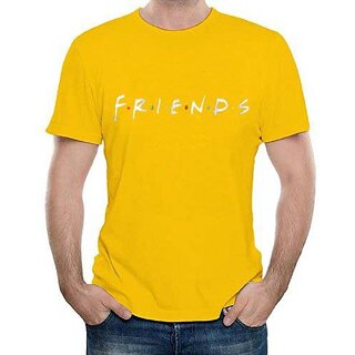                       HIT SQUARE Yellow Pure Cotton Round Neck Printed For Men                                              
