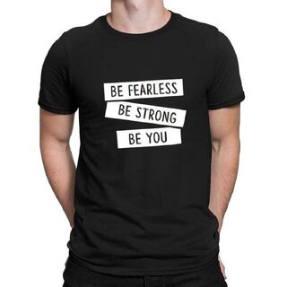                       HIT SQUARE Black Pure Cotton Round Neck Printed For Men                                              