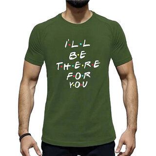                       HIT SQUARE Olive Pure Cotton Round Neck Printed T-Shirt for Men                                              