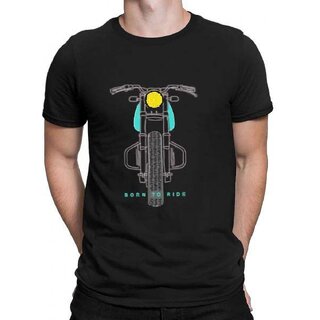                       HIT SQUARE Black Pure Cotton Round Neck Printed For Men                                              