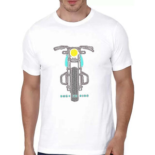                       HIT SQUARE White Pure Cotton Round Neck Printed For Men                                              