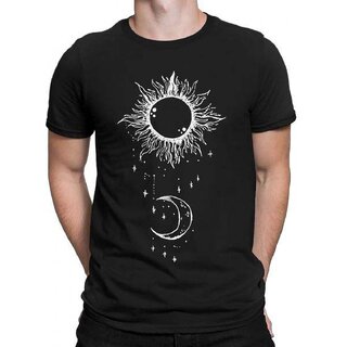                       HIT SQUARE Black Pure Cotton Round Neck Printed For Men                                              