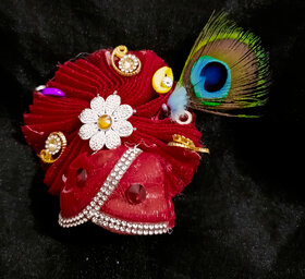 Kuhi Handmade Designer Pagdi with Morpankh For Kanha Ji And  Size No. 5  6