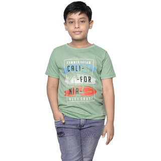                       Kid Kupboard Cotton Boys T-Shirt, Green, Half-Sleeves, Round Neck, 8-9 Years KIDS5310                                              