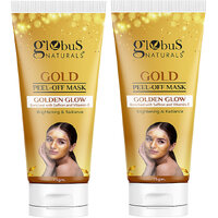 Globus Naturals Gold Peel Off Mask For Golden Glow, Enriched with Saffron  Vitamin-E, Brightening  Radiance, Suitable For All Skin Types, 75 g (Pack Of 2)