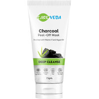 CareVeda Charcoal Peel Off Mask, Enriched with Vitamin E and Argan Oil, Deep Cleanse, Natural Ingredients, Gentle  Mild, Toxin Free, Suitable For Normal to Oily Skin, 75gm