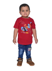 Kid Kupboard Cotton Baby Boys T-Shirt, Red, Half-Sleeves, Crew Neck, 3-4 Years KIDS5342