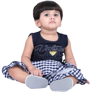                       Kid Kupboard Cotton Baby Girls Top and Skirt Set, Multicolor, Sleeveless, 12-18 Months KIDS5335                                              