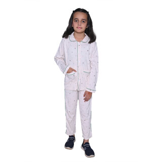                       Kid Kupboard Cotton Girls Sleepsuit, White, Full-Sleeves, 8-9 Years KIDS5337                                              