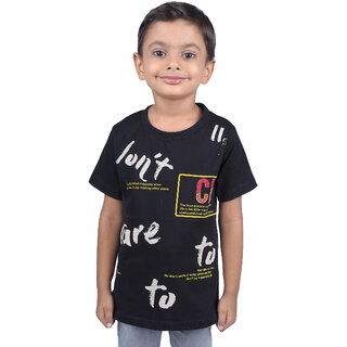                       Kid Kupboard Cotton Baby Boys T-Shirt, Black, Half-Sleeves, Crew Neck, 4-5 Years KIDS5339                                              