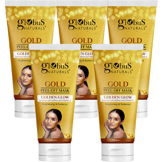                       Globus Naturals Gold Peel Off Mask 100 ml, Set of 5                                              