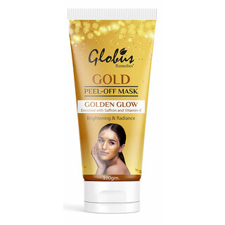 Globus Remedies Gold Peel Off Mask For Golden Glow, Enriched with Saffron Vitamin-E, Brightening Radiance, Suitable For All Skin Types, 100 g Globus Remedies Gold Peel Off Mask For Golden Glow, Enriched with Saffron Vitamin-E, Brightening Radiance, Suitable For All Skin Types, 100 g