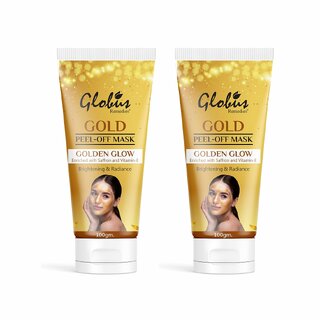                       Globus Remedies Gold Peel Off Mask For Golden Glow, Enriched with Saffron  Vitamin-E, Brightening  Radiance, Suitable For All Skin Types, 100 g (Pack of 2)                                              