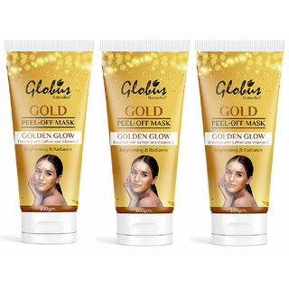                       Globus Remedies Gold Peel Off Mask For Golden Glow, Enriched with Saffron  Vitamin-E, Brightening  Radiance, Suitable For All Skin Types, 100 g (Pack of 3)                                              