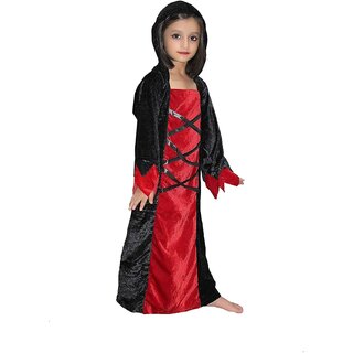                       Kaku Fancy Dresses Witch Hood Costume/California Cosplay Halloween Costume - Red  Black For Girls                                              