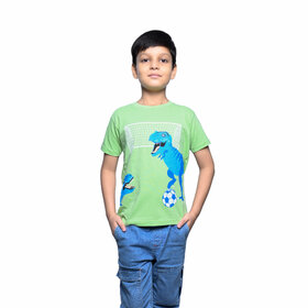 Kid Kupboard Cotton Boys T-Shirt, Green, Half-Sleeves, Crew Neck, 9-10 Years KIDS5376