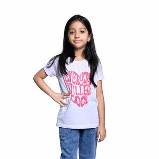                       Kid Kupboard Cotton Girls T-Shirt, White, Half-Sleeves, Crew Neck, 7-8 Years KIDS5390                                              