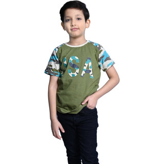                       Kid Kupboard Cotton Boys T-Shirt, Multicolor, Half-Sleeves, Crew Neck, 8-9 Years KIDS5368                                              