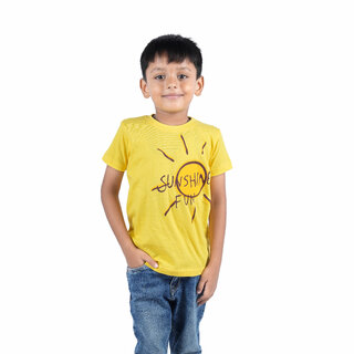                       Kid Kupboard Cotton Boys T-Shirt, Yellow, Half-Sleeves, Crew Neck, 6-7 Years KIDS5374                                              