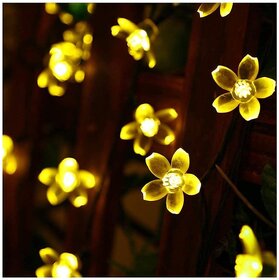 Silicone Flower 14 LED 3 Meter Series Lights for Festival Home Decoration (Warm White, Pack of 2)