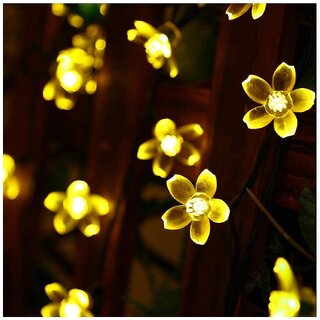                       Silicone Flower 14 LED 3 Meter Series Lights for Festival Home Decoration (Warm White, Pack of 2)                                              