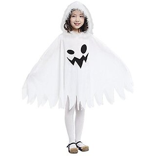                       Kaku Fancy Dresses Halloween White Cloak For Kids Scary Halloween Dress White Cloak For Kids - 3-4 Years                                              