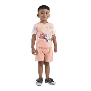                       Kid Kupboard Cotton Baby Boys T-Shirt and Short Set, Light Pink, Half-Sleeves, 5-6 Years KIDS5399                                              