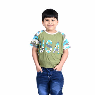                      Kid Kupboard Cotton Boys T-Shirt, Multicolor, Half-Sleeves, Crew Neck, 7-8 Years KIDS5411                                              