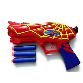                       Toys Cartoon Spider Soft Bullets Gun Toys for Kids  Multi-Color Gun with Soft Bullets- Pack Have 1 Gun and 3 Bullets                                              