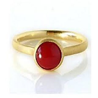                       Coral Ring Natural  moonga/Coral Stone Astrological Purpose Certified For Men  Women Stone Coral Gold Plated                                              