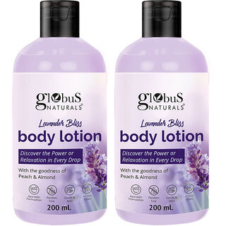                       Globus Naturals Lavender Bliss Body Lotion, Enriched with Coconut Oil and Cucumber Extracts, Ayurvedic Preparation, Paraben Free, Gentle  Mild, Suitable For All Skin Types, 200 ml (Pack of 2)                                              