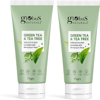                       Green Tea  Tea Tree Radiance Face Wash, Enriched with Himalayan Rose, Ayurvedic Preparation, Paraben Free, Gentle  Mild, Suitable for Normal to Oily Skin, 75 gm (Pack of 2)                                              