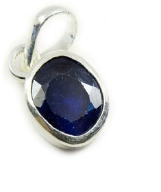 Blue Sapphire/Neelam Gemstone Men  Women Sterling Silver Stone Pendant