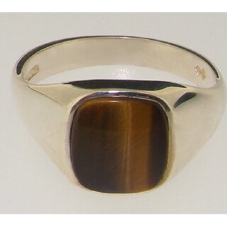                       Tiger Eye Gemstone Panch Dhatu Silver Ring for Men and Women with Lab Certificate Silver-plated                                              