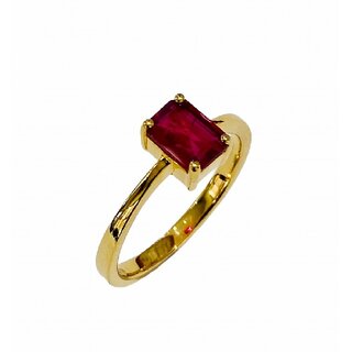                       Natural Ruby Manik Birthstone/Astrology/Rashi Ratan Adjustable Brass Ruby Ring                                              