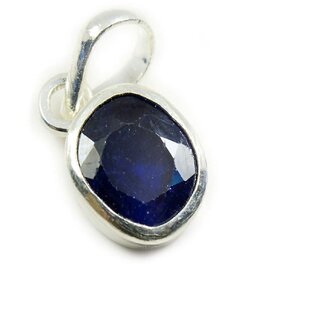 Blue Sapphire/Neelam Gemstone Men  Women Sterling Silver Stone Pendant