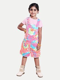 Radprix Dungaree For Girls Casual Woven, Printed Cotton Blend (Multicolor, Pack Of 1)