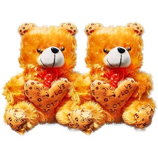                       Soft Brown Teddy Bear with Heart (13Inch) and Teddy Setof2                                              