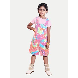 Radprix Dungaree For Girls Casual Woven, Printed Cotton Blend (Multicolor, Pack Of 1)