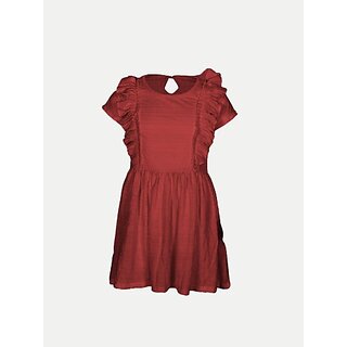                       Radprix Girls Midi/Knee Length Casual Dress (Beige, Half Sleeve)                                              