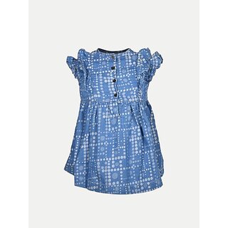                       Radprix Girls Midi/Knee Length Casual Dress (Blue, Half Sleeve)                                              