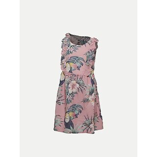                       Radprix Girls Midi/Knee Length Casual Dress (Pink, Sleeveless)                                              
