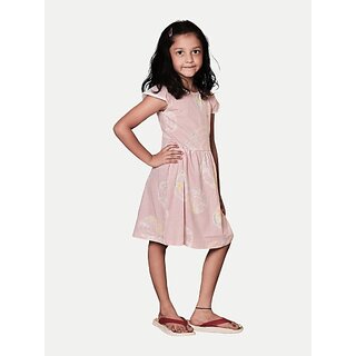                       Radprix Girls Midi/Knee Length Casual Dress (Pink, Short Sleeve)                                              