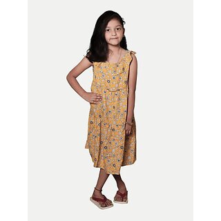                       Radprix Girls Mini/Short Casual Dress (Beige, Sleeveless)                                              