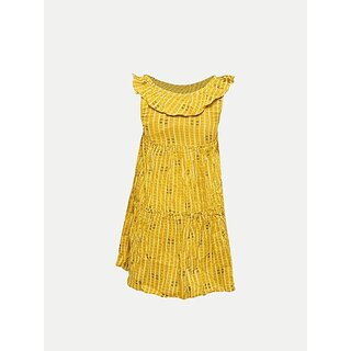                       Radprix Girls Midi/Knee Length Casual Dress (Yellow, Sleeveless)                                              