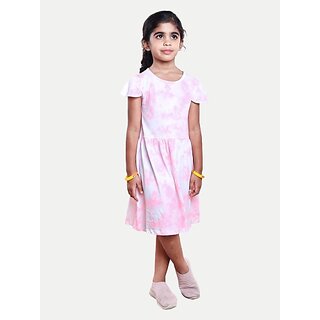                       Radprix Girls Midi/Knee Length Casual Dress (Pink, Half Sleeve)                                              