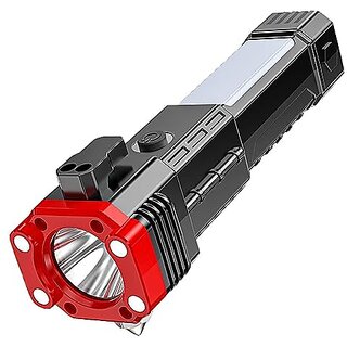 UnV Multifunction Portable Led Flashlight Torch with Long Distance Beam Range with Glass Breaker Hammer