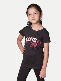 Radprix Girls Casual Pyjama T-Shirt (Black)