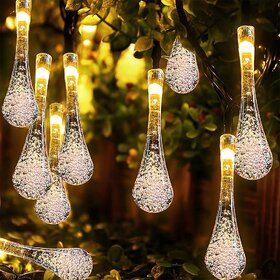 14 Water LED Drop String Lights for Diwali, Birthday, Festival, Wedding, Party for Home, Patio, Lawn, Restaurants Home Decoration (Warm White-Plug-in)