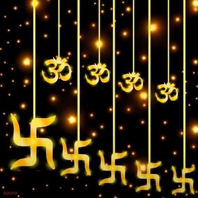 Warm White Swastik Curtain Light, String Lights with Pack of 12 Hanging Swastik and Om 8 Flashing Modes for Diwali Decoration